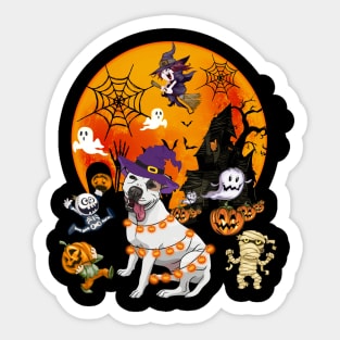 Pitbull Witch Funny Dog Halloween Sticker